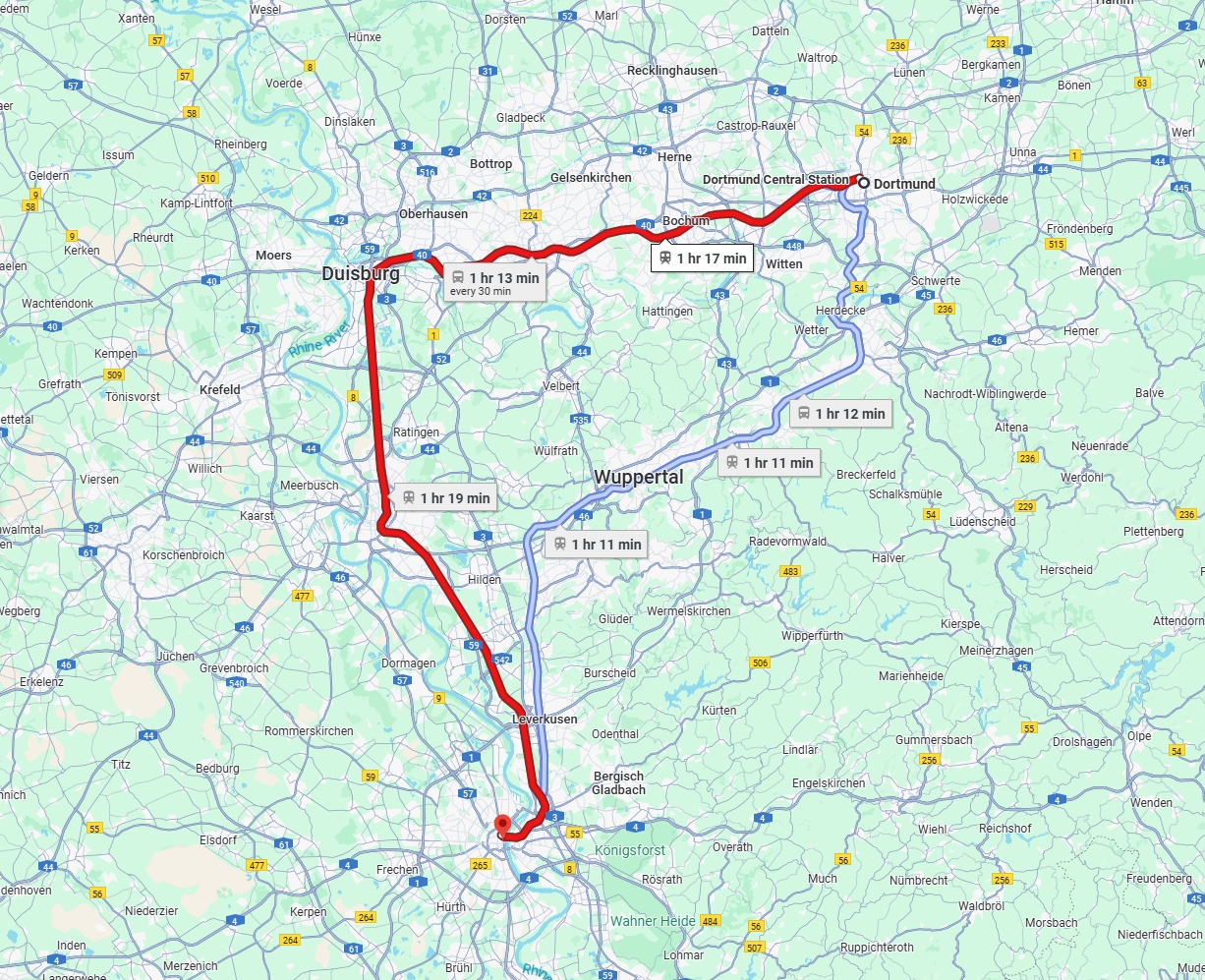 Anreise von Dortmund Zu Köln Über 
