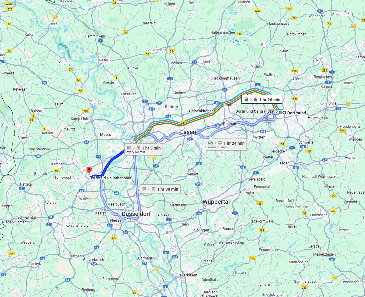 Anreise von Dortmund Zu Krefeld Über 