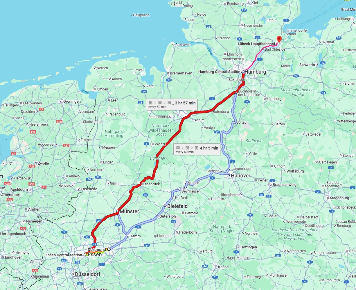 Anreise von Dortmund Zu Lübeck Über 