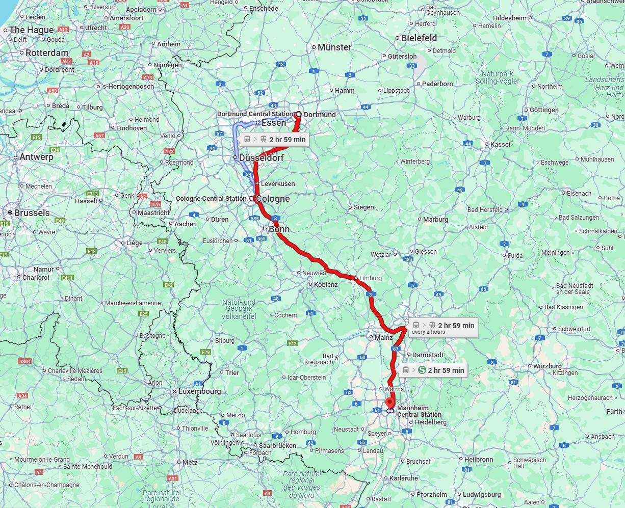 Anreise von Dortmund Zu Ludwigshafen am Rhein Über 