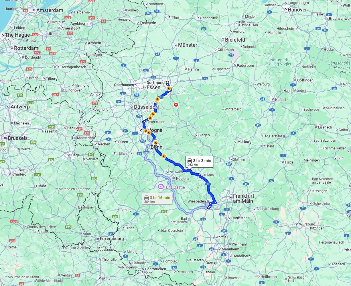 Anreise von Dortmund Zu Mainz Über via A3