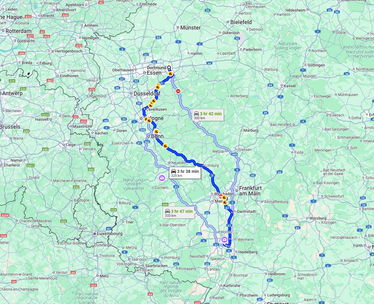 Anreise von Dortmund Zu Mannheim Über via A3