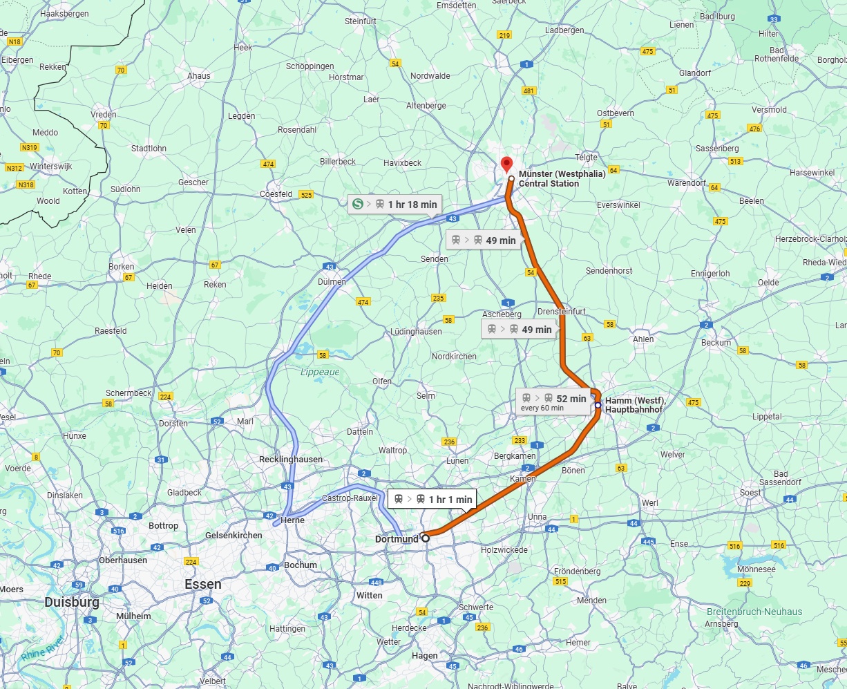 Anreise von Dortmund Zu Münster Über 