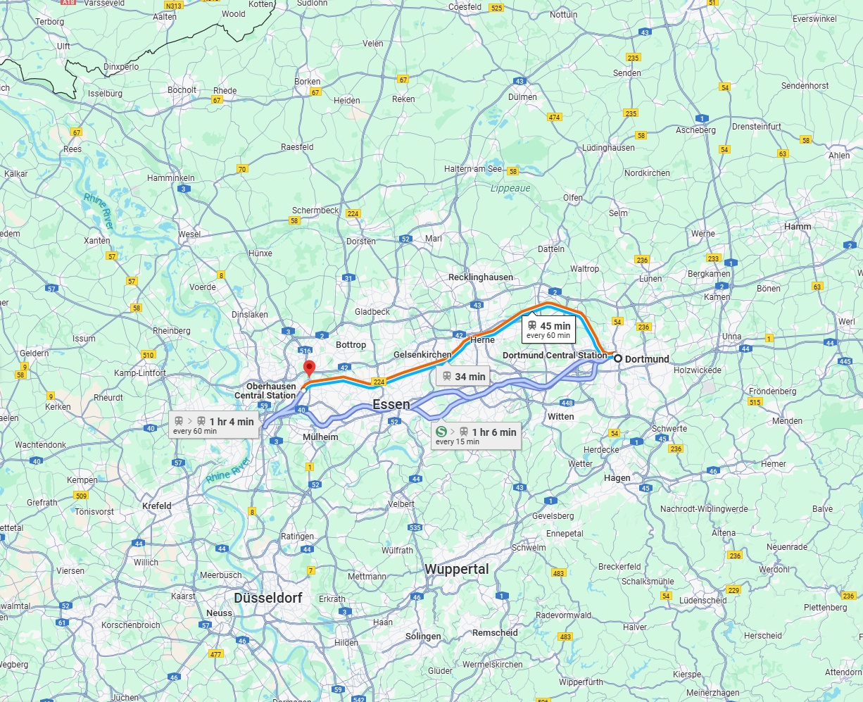 Anreise von Dortmund Zu Oberhausen Über 