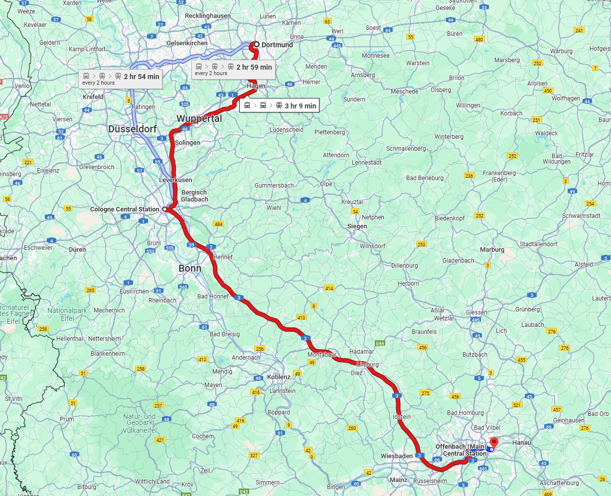Anreise von Dortmund Zu Offenbach am Main Über 