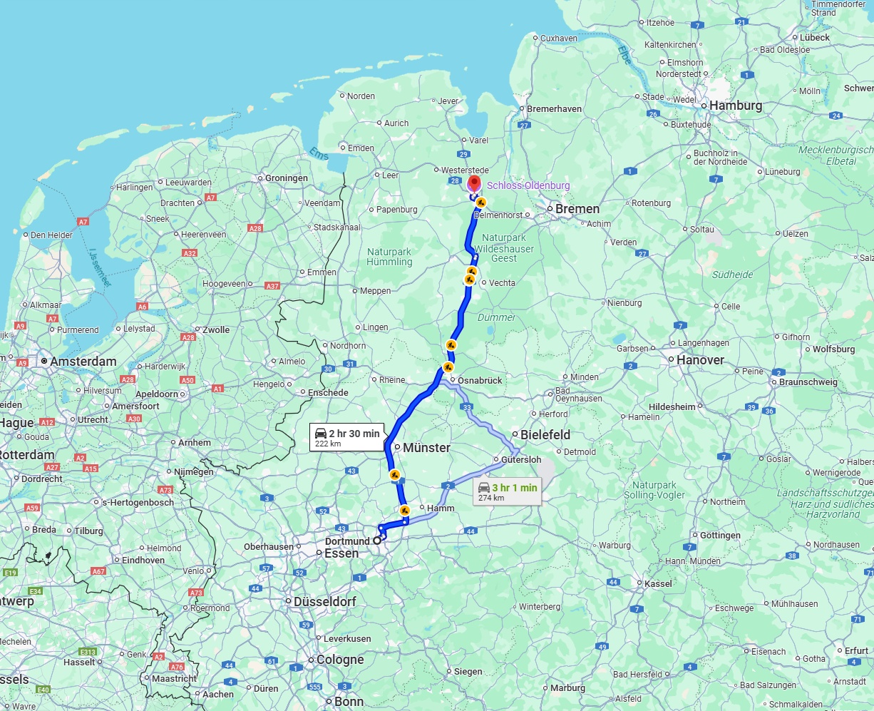 Anreise von Dortmund Zu Oldenburg Über via A1