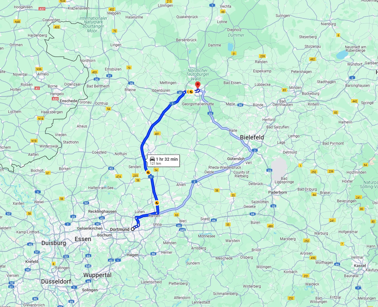 Anreise von Dortmund Zu Osnabrück Über via A1