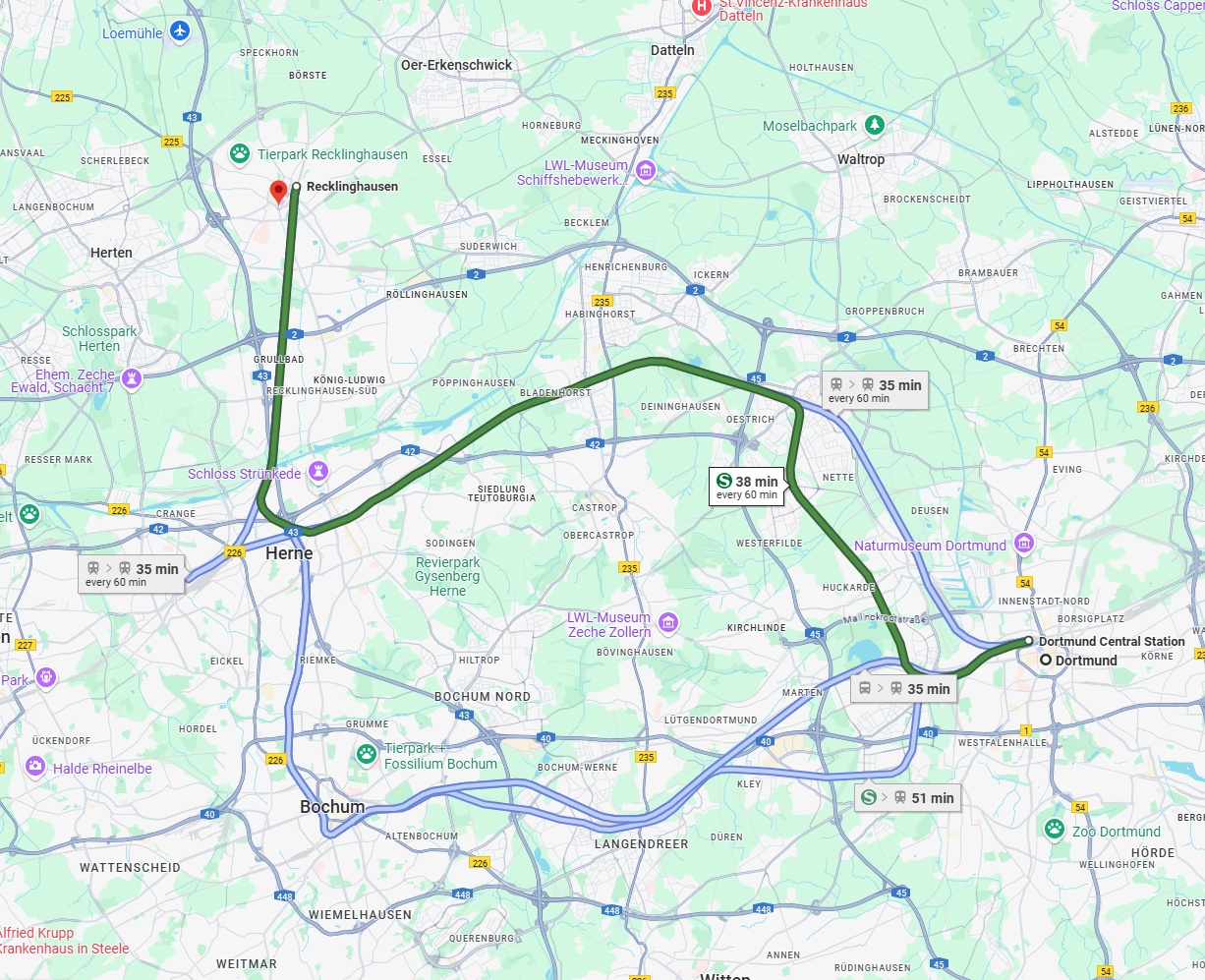 Anreise von Dortmund Zu Recklinghausen Über 