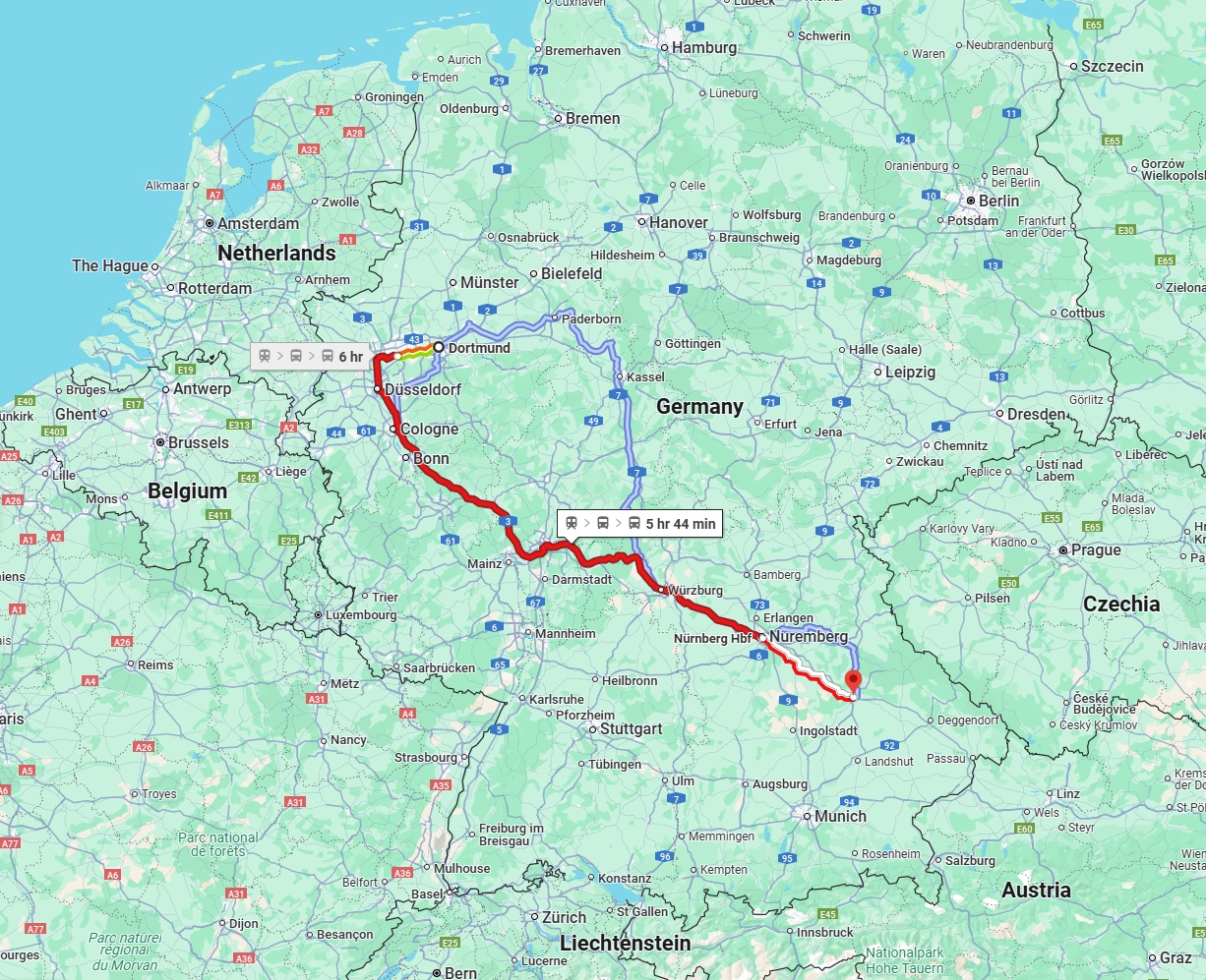 Anreise von Dortmund Zu Regensburg Über 