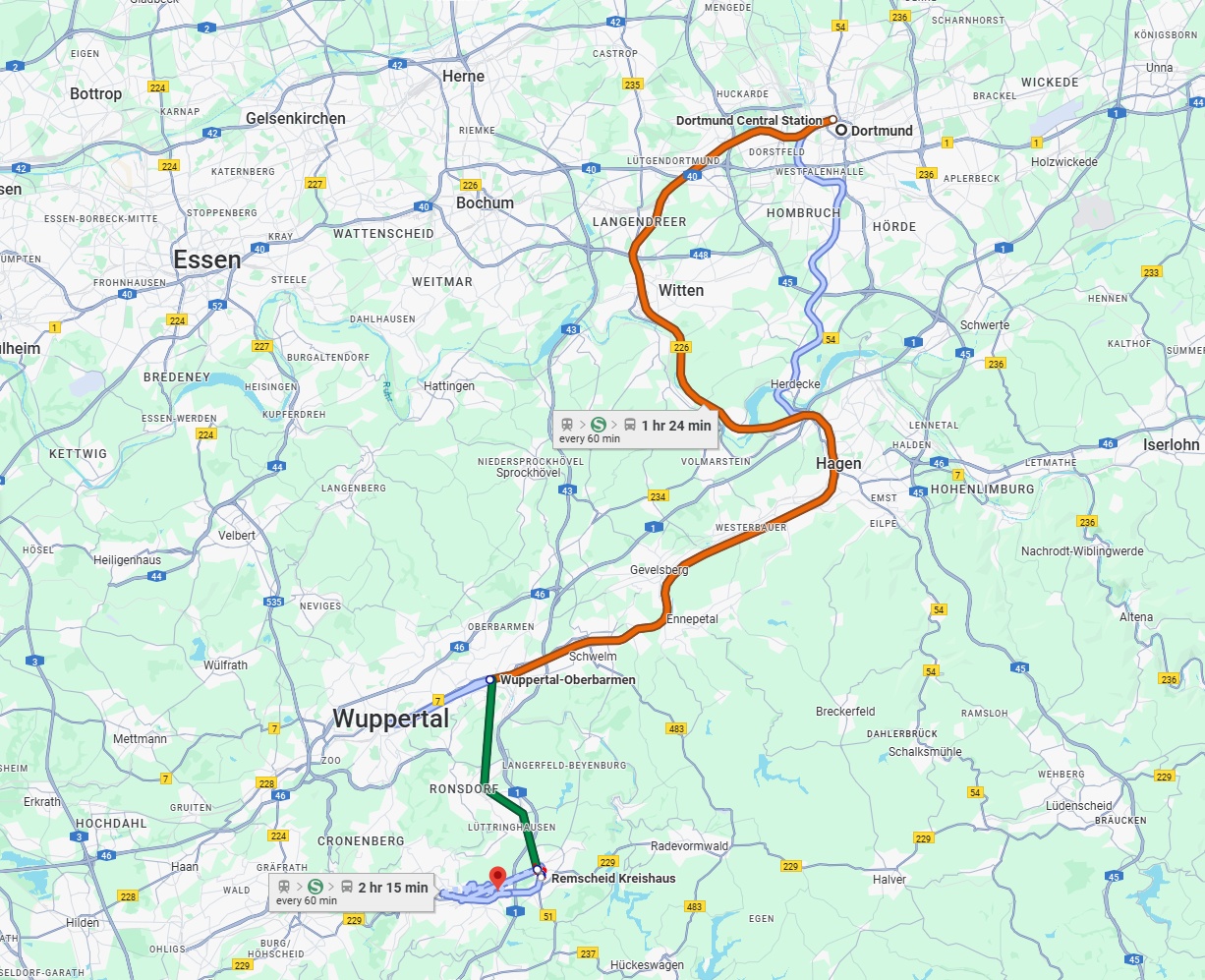 Anreise von Dortmund Zu Remscheid Über 