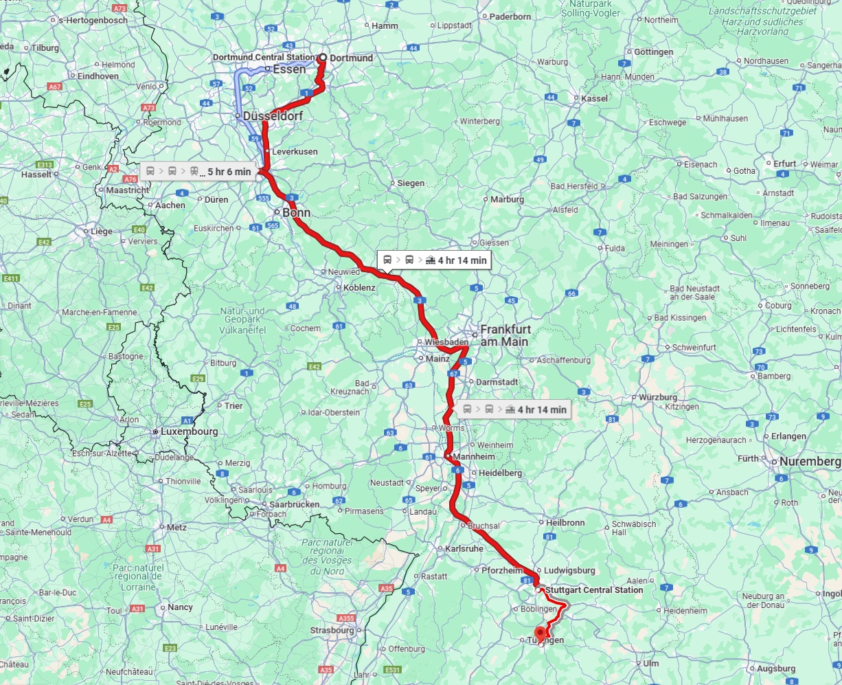 Anreise von Dortmund Zu Reutlingen Über 